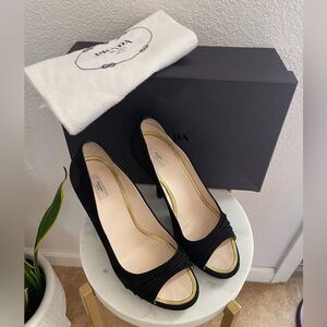 Prada suede peep toe heel